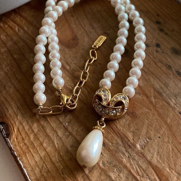 💛 Vintage Vendome Pearl & Rhinestone Necklace - Picture 3 of 6
